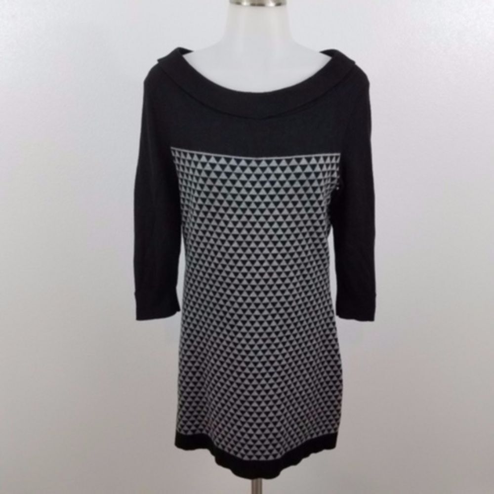White house black market whbm diamond sweater dress S gray Dark Academia